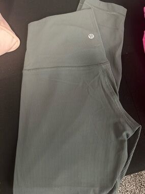 lululemon athletica Ribbed High-Rise Leggings in Deep Green